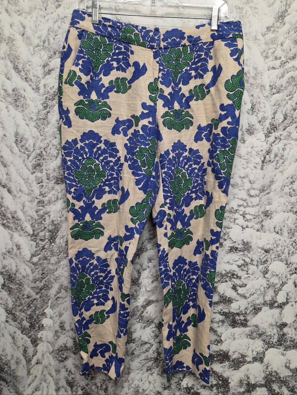 Boden Womens Linen Printed Sorrento Skimmer Pant, Size 6 Bright Spring Coastal